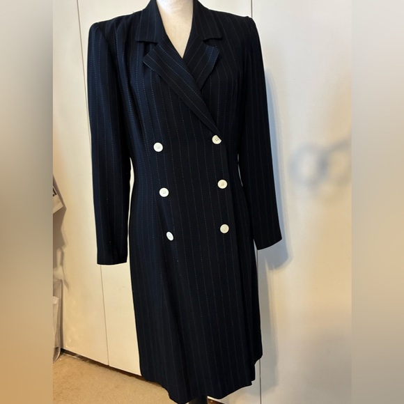 Vintage Brooks Brothers Black Striped Double-Breasted Dress - Picture 4 of 9